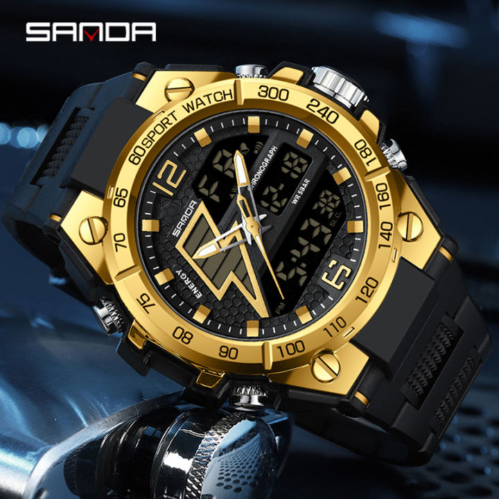 SANDA%206137%202024%20Top%20Brand%20Men's%20Watches%205ATM%20Waterproof%20Sport%20Military%20Wristwatch%20Quartz%20Watch%20for%20Men%20Clock%20Relogio%20Masculino%20-%20Image%204