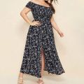 Plus Size Maxi Dress Elastic Chest Wrapped Fine Sewing Long Dress Bohemia Style Off Shoulder Long Dress.