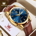 "Olevs 6898 Brown PU Leather Analoge Wrist Watch For Men - RoyalBlue & Brown " - Watch For Men - Watch. 