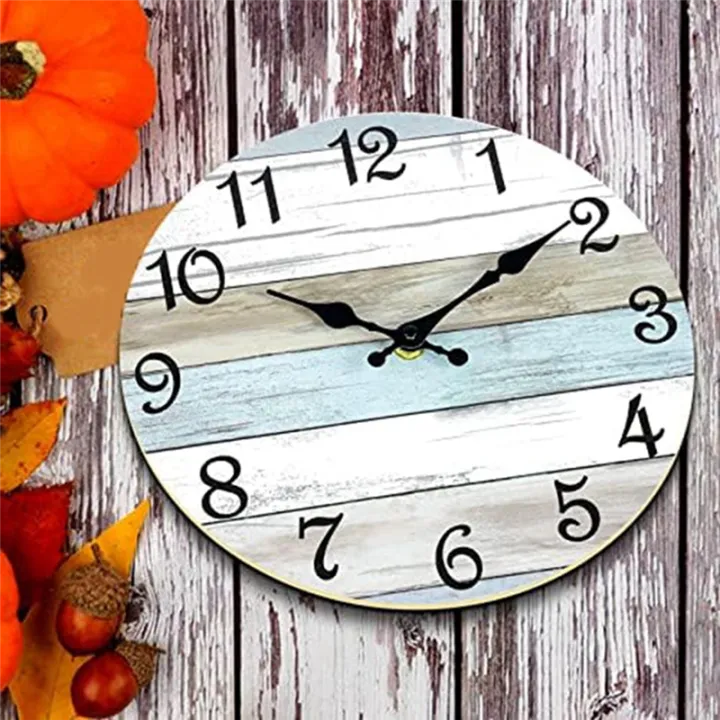 Rustic%20Wall%20Clocks%20Battery%20Operated,%20Silent%20Non%20Ticking%20Wooden%20Coastal-Each%20Clock%20Home%20Decor%20-%20Image%202