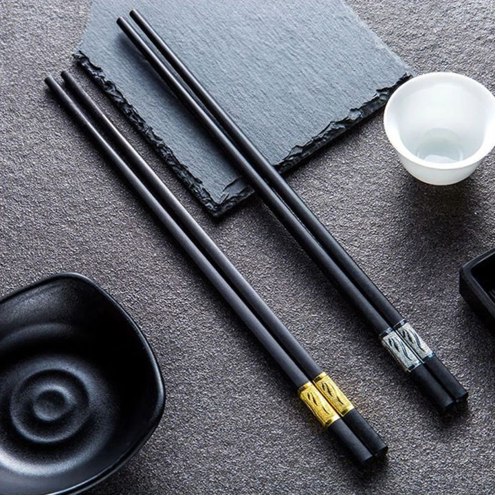 Metal Chopsticks Black Stainless Steel Reusable 1 Pair