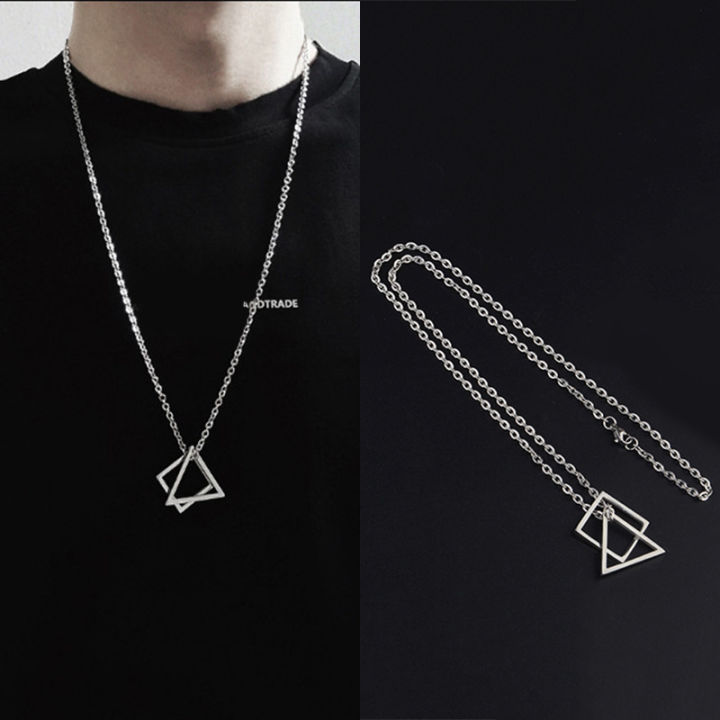 Stainless Steel Square Triangle Chain Necklace For Men | Daraz.com.bd