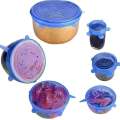 Reusable Silicone Stretch Lids 6Pcs 100% Food Grade Covers for Cups Bowls Containers Leak-Proof Seal. 