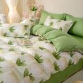 Nordic Yellow Solid Color Bedding Set Flat Bed Sheet Duvet Cover Single Double Full Queen King Bedclothes Ins Pure Bedroom Linen. 