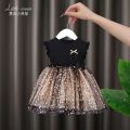 Girl's summer dress, Korean version, girl's cotton fluffy skirt, super immortal and foreign star mesh new princess skirt. 