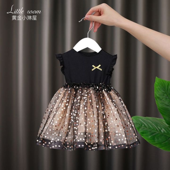 Girl's summer dress, Korean version, girl's cotton fluffy skirt, super immortal and foreign star mesh new princess skirt