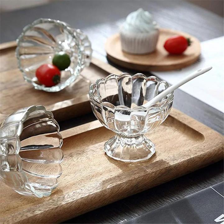 Crystal Clear Dessert Bowls Round Solid Glass Ice Cream Bowl Glass Ice Cream Bowls Classic Salad Dessert Serving Bowls Tableware Set of 6 120ml Daraz .bd