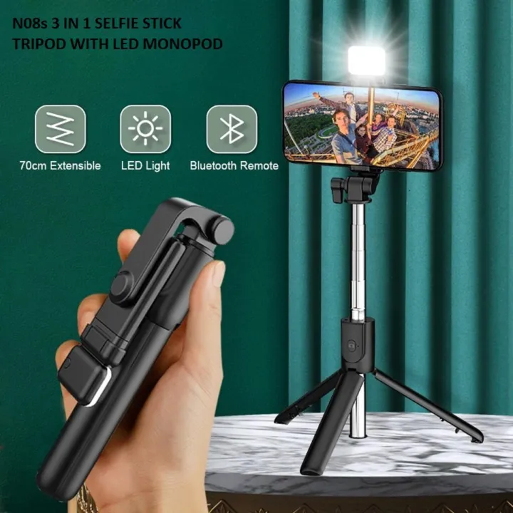 Q07%20Selfie%20Stick%20Foldable%20Mini%20Tripod%20with%20Fill%20Light%20Bluetooth%20Remote%20Shutter%20Retractable%20Rod%20for%20Phone%20(100cm)%20-%20Image%202