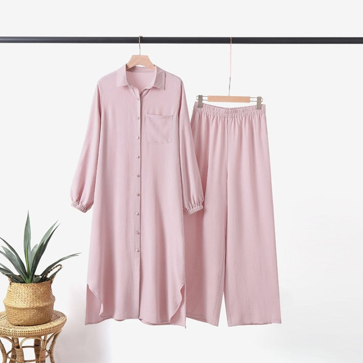 Ladies%202%20Pieces%20Set%20Islamic%20Dress%20Jumpsuit%20Muslim%20Top%20Solid%20Arabic%20Blouse%20and%20Pants%20-%20Image%203