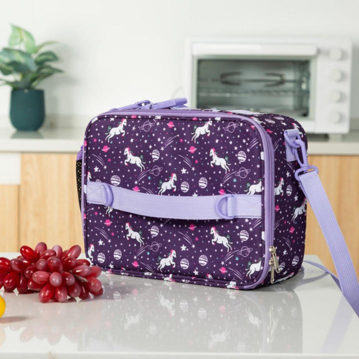 Interior Exterior Zippered Pockets Water Bottle Holder Kids Lunch Bag Durable Double Insulated Water-Resistant Fabric