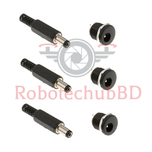 3 Pair Male & Female DC Power Jack & Socket Combo | 5.5×2.1mm Connector Set for Arduino, LED, CCTV, Router & DIY Electronics Projects
