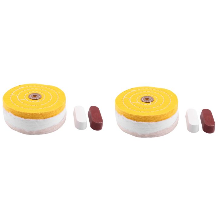 10Pcs 6 Inch Buffing Polishing Wheels for Bench Grinder with Polishing Compounds Kit, White and Yellow