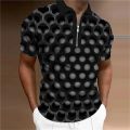 Summer Men's Collar Polo Shirt Golf Optical Illusion 3d Print Street Short Sleeves Zipper Print Clothing Designer Breathable. 