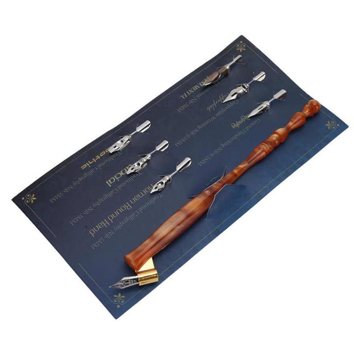 Dip Pen Innovative Beautiful with 6Pcs Nibs for English Calligraphy Practicing Gift Giving