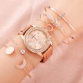 6PCS Set Women Rose Gold Luxury Quartz Watch Rhinestone Fashion Wristwatch Casual Ladies Watches Bracelet Set Clock Montre Femme. 