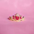 Princess Crown Ring For Woman Girl Engagement Party Jewelry Accessories School Blair Tiara Plated Gold Adjustable Ring Gift New. 