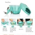 Large Handy and Compact Chopper Handy Quick Cutter for Kitchen, 3 Blade Stainless Steel, Pull String, Green (350ml). 