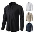 King Billion Men's Shirts Casual Men Cotton Linen Long Sleeve T-shirt Spring Autumn Vintage Shirt US Size Drawstring Neck. 