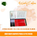 Mont Marte Graphite Pencils 12 Pcs Iron Box 2H H F HB B 2B 3B 4B 5B 6B 7B 8B.