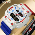 SANDA 6181 Dual Display Men Watches Waterproof Sports Watch Military Man Alarm Stopwatch Quartz Wristwatch Male Digital Clock.