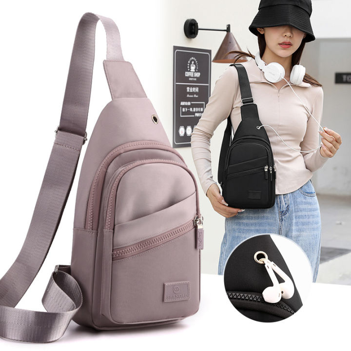 Chest bag, women's new Korean version fashion casual sports shoulder bag, lightweight chest bag, versatile travel crossbody backpack