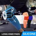 Yoomee 1 Pcs Nylon Sports Silicone Long Basketball Knee Pads Crashproof Patella Support Sports Fitness Volleyball Soccer Leg Sleeve Kneepad Protection Pressure Protection.