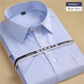 Summer Short Sleeve square collar regular fit oversize S to 8xl solid plain/twill formal business men dress shirts.
