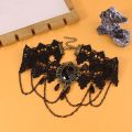 Retro Black Lace Tassel Choker Necklace Clavicle Chain False Collar Gothic Style Adjustable Lace Necklace for Women Girls.
