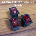 3Pcs- 6A MINI ROCKER Switch 6A 250V 4 Pin RED BLACK Color Switches 4Pin On Off 2 Positions Full Illuminated Neon RED Indicators DPST Power Switch For Auto Car Boat IPS UPS. 