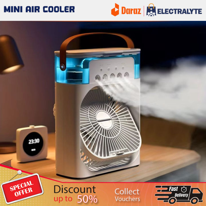 Mini Ac Air Cooler Fan 3 in 1 Mini Portable Fan Humidifier with 7 Colors LED Light Air Conditioner Cooler Water Cooling Air cooler