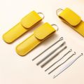 6 Pcs/Set Ear Cleaner Wax Vac Removal Stainless Steel Ear Wax Pickers Ear Cleaning Tool Spoon Earwax Remover Beauty Health Earpick.