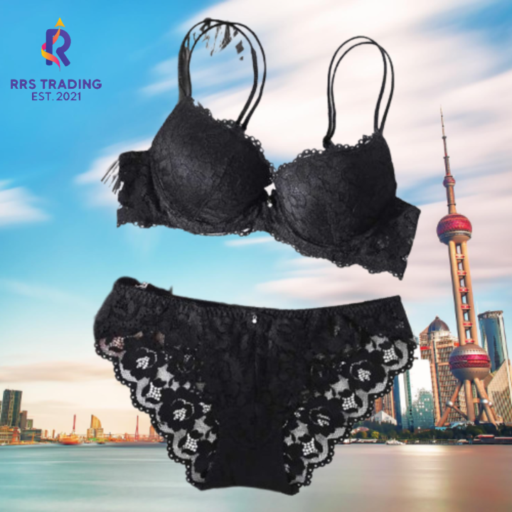 Women Push Up Underwire Bra and Panty Set / / Comfortable foam Soft Cup net Bra // Panty For Women