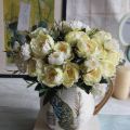 Shabby chic Bouquet European Pretty Bride Wedding Small Peony Silk Flowers Cheap Mini Flowers for Home Decoration Indoor.