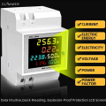 6-in-1 Digital Smart Energy Meter 100A AC LCD Display Voltage, Current, Power Factor, Frequency, Active Power, kWh DIN Rail Electric Meter. 