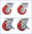 4 pcs Heavy Duty 50mm 2''  Rubber Wheel Swivel Castor Wheels Trolley Caster Brake Set of castor. 