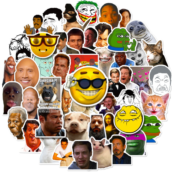 50 Zhang Disgusting Facial Expression Bag Stickers New Emoji Graffiti Stickers Funny Character Facial Expression Bag Stickers