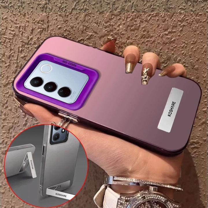 Case for VIVO V27 5G VIVO V27E VIVO Y100 VIVO V29E VIVO V29 5G phone casing hard case TPU Protector Smooth shockproof Cover new design aesthetic with holder luxury CYCBZJ02