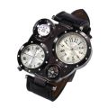 (NEW)Men Chic Dual Movement Quartz Waterproof Outdoor Thermometer Compass Wrist Watch.