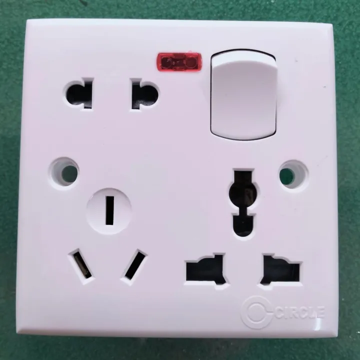 Circle 8 Pin13A Multi Function All Rounder Combined Socket with Switch 8 Pin Electrical Wall Outlet with Indicator