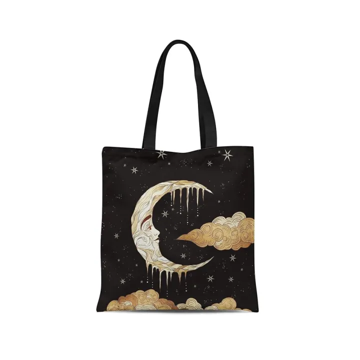 Retro%20Moon%20Art%20Tote%20Bag%20Women's%20Daily%20Casual%20Shopping%20Black%20One%20Shoulder%20Canvas%20Bag%20For%20Men%20Women%20ECO%20Groceries%20Bag%20With%20Zipper%20-%20Image%207