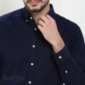 Trendy Dark Blue Long Sleeve Casual Shirt. 