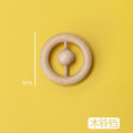 Newborn tambourine 3-6 months baby solid wood hand ringing toy can be chewed, full moon gift 0-1 years old. 