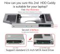 Universal Caddy 9.5mm SATA to SATA 2nd SSD HDD Hard Drive Caddy (Comparable Fit: 9mm) Support All Brand Laptop.