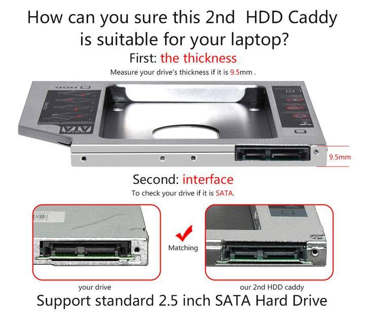 Universal%20Caddy%209.5mm%20SATA%20to%20SATA%202nd%20SSD%20HDD%20Hard%20Drive%20Caddy%20(Comparable%20Fit:%209mm)%20Support%20All%20Brand%20Laptop%20-%20Image%207