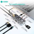 COTECi USB C HUB 10 in 1 Docking Station RJ45 3.0 Type C HDMI Adapter 3 Dock Ports Fast Charging for Macbook PC Laptop Tablet.