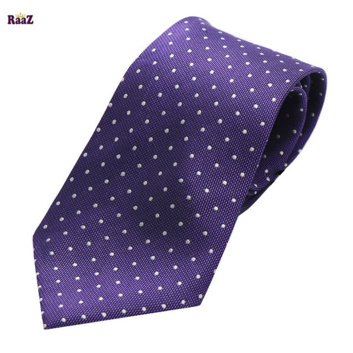 Purple White Dot Embroidery Mens Casual Plaid Micro Self Necktie