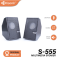Kisonli S-555 Multimedia Speaker USB Power 3.5mm AUX 2 Channel Speaker PC Laptop Mobile Black & Grey.