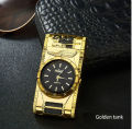 Windproof Luxurious Led Inflated Turbo Jet Torch Gold Watch - gas li2ghter. 
