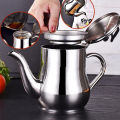 Stainless Steel Oil Strainer Pot Container Jug Storage with filter Cooking Oil Pot 550 ml. 