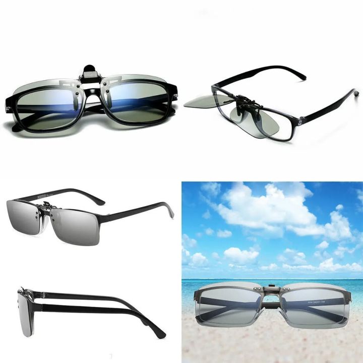 KLASSNUM%20Photochromic%20Polarized%20Clip%20on%20Sunglasses%20Men%20Chameleon%20Clip%20Glasses%20for%20Myopia%20Day%20Night%20Driving%20Eyeglasses%20Narrow%20-%20Image%206